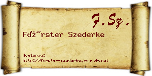 Fürster Szederke névjegykártya